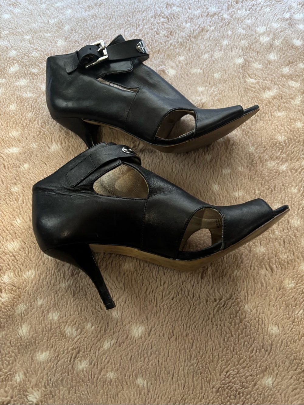 MICHAEL Michael Kors Black Open-Toe Ankle Booties with Buckle - Picture 7 of 12